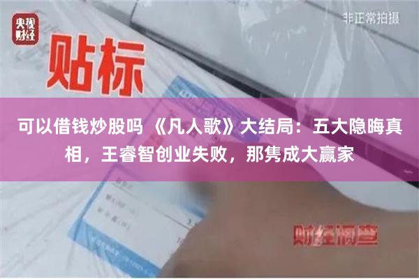 可以借钱炒股吗 《凡人歌》大结局：五大隐晦真相，王睿智创业失败，那隽成大赢家